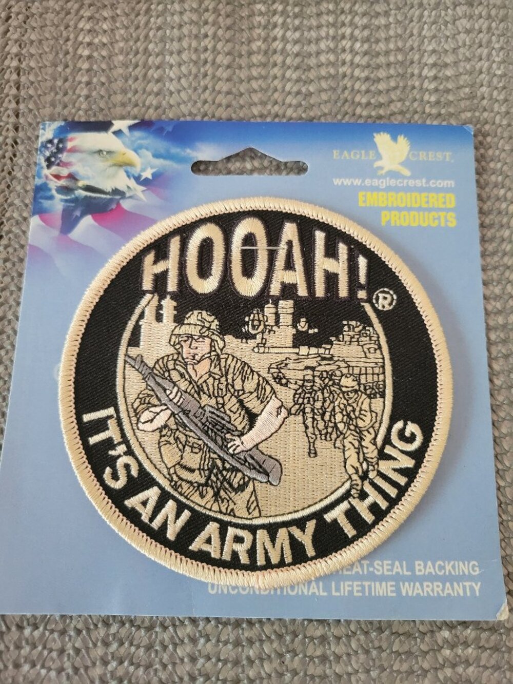 ARMY Hooah It’s An Army Thing Embroidered Round Patch Eagle Crest Sew On